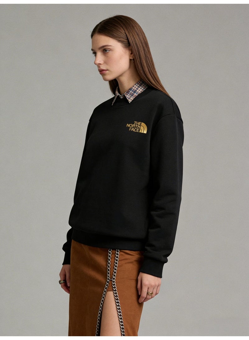 THE NORTH FACE 2026 The North Face gold Logo unisex round neck shirt, high-grade cotton blended loose pullover, ribbed cuffs, outdoor casual street wear for men and women. - Image 4